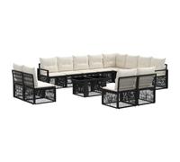 vidaXL Ensemble de canapé de Jardin 13 pc Noir et Blanc crème