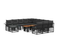 vidaXL Ensemble de canapé de Jardin 13 pc Noir et Gris foncé polyrotin