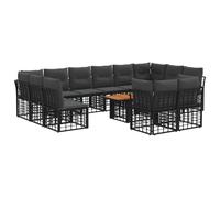 vidaXL Ensemble de canapé de Jardin 13 pc Noir et Gris foncé polyrotin