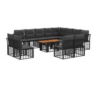 vidaXL Ensemble de canapé de Jardin 13 pc Noir et Gris foncé polyrotin
