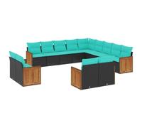 vidaXL Ensemble de canapé de Jardin 13 pcs avec Coussins Noir résine tressée