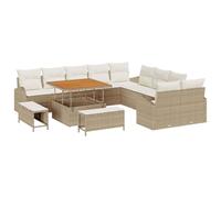 vidaXL Ensemble de canapé de jardin avec coussins 13 pcs Beige Poly Rattan