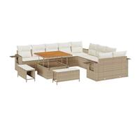 vidaXL Set de canapés modulaires de Jardin 5 pièces avec Coussins crème Blanc en rotin synthétique Beige, Parfait pour se détendre Dehors. Mobilier Moderne pour la terrasse en été.