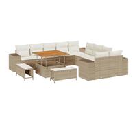 vidaXL Ensemble de canapés de jardin Réglable en hauteur 13 pcs Beige Poly-Rotin