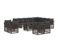 vidaXL Ensemble de canapé de Jardin 13 pcs Gris polyrotin, Mobilier d'extérieur Moderne, canapé résistant aux intempéries, Table Ajustable, Coin Jardin Chic