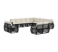 vidaXL Ensemble de canapé de Jardin 13 pcs Noir et Blanc crème, Canapé Moderne, résistant aux intempéries, modulable, idéal pour Le Jardin, Superbe Espace détente, Arrangement Flexible
