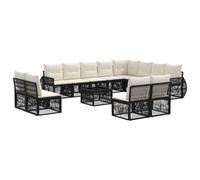 vidaXL Ensemble de canapé de Jardin 13 pcs Noir et Blanc crème, Canapés modulaires, Salon Moderne pour extérieur, Meubles de Jardin résistants aux intempéries, Coussins en Mousse