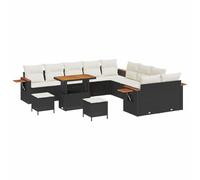 vidaXL Ensemble de canapé de jardin avec coussins 13 pcs noir poly rotin