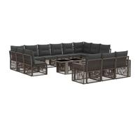 vidaXL Ensemble de canapé de Jardin 14 pc Gris et Gris foncé polyrotin