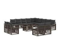 vidaXL Ensemble de canapé de Jardin 14 pc Gris et Gris foncé polyrotin