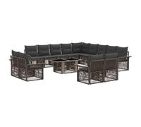 vidaXL Ensemble de canapé de Jardin 14 pc Gris et Gris foncé polyrotin