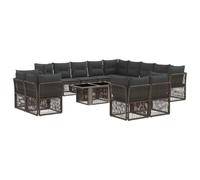 vidaXL Ensemble de canapé de Jardin 14 pc Gris polyrotin