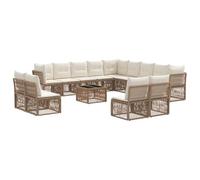 vidaXL Ensemble de canapé de Jardin 14 pcs Beige polyrotin, Ensemble de canapés de Jardin Moderne, Design modulaire résistant aux intempéries, mobilier en rotin pour Un Moment détente