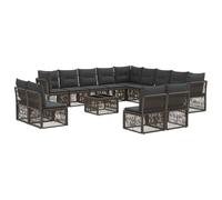 vidaXL Ensemble de canapé de Jardin 14 pcs Gris polyrotin, Ensemble de canapés de Jardin Moderne, Design modulaire résistant aux intempéries, mobilier en rotin pour Un Moment détente