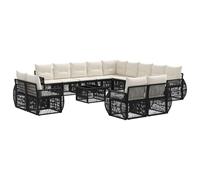 vidaXL Ensemble de canapé de Jardin 14 pcs Noir et Blanc crème, Canapé Moderne, résistant aux intempéries, modulable, idéal pour Le Jardin, Superbe Espace détente, Arrangement Flexible
