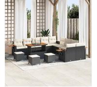 vidaXL Ensemble de canapé de jardin 18 pcs Noir et Crème polyrotin 3365190