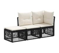 vidaXL Ensemble de canapé de Jardin 3 pc 3-Nombre de Places Noir
