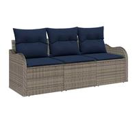 vidaXL Ensemble de canapé de Jardin 3 pc Gris polyrotin | Gère super bien le soleil, ne décolore pas , Parfait par tous les temps , Accueille facilement trois personnes