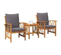Ensemble de jardin 3 pièces avec coussins en bois d'acacia massif 4106450