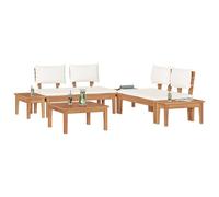 vidaXL Ensemble de canapé de Jardin 3 pcs Marron et Crème, Canapé de Jardin Moderne, Ensemble Lounge extérieur, Meubles en Teck, sièges relaxants, Coussins en Mousse