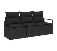 vidaXL Ensemble de canapé de Jardin 3 pcs Noir Poly rotin, Canapé modulable pour Jardin et terrasse, Lounge réglable, Meubles extérieurs résistant, Coins Cosy.