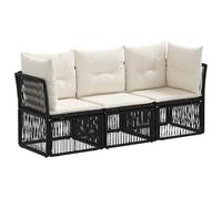 vidaXL Ensemble de canapé de Jardin 3 pcs Noir polyrotin, Canapé de Jardin modulable, résistant aux intempéries, Confort Ajustable pour se détendre en extérieur