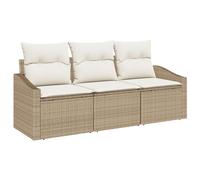 Vidaxl Ensemble De Canapé De Jardin 3 Pièces Avec Coussins Beige En Poly Rotin Beige