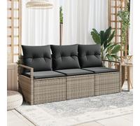 Vidaxl Ensemble De Canapé De Jardin 3 Pièces Avec Coussins En Rattan Poly Gris, Vidaxl Canapé De Jardin 2 Places Avec Coussins En Rattan Poly Gris