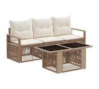 vidaXL Ensemble de canapé de Jardin 4 pc Beige et Blanc crème