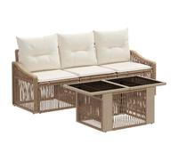 vidaXL Ensemble de canapé de Jardin 4 pc Beige et Blanc crème