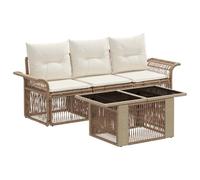 vidaXL Ensemble de canapé de Jardin 4 pc Beige et Blanc crème