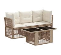 vidaXL Ensemble de canapé de Jardin 4 pc Beige polyrotin