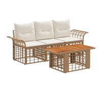 vidaXL Ensemble de canapé de Jardin 4 pc Blanc Naturel et Crème