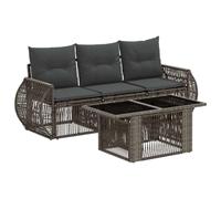 vidaXL Ensemble de canapé de Jardin 4 pc Gris et Gris foncé polyrotin