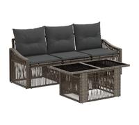 vidaXL Ensemble de canapé de Jardin 4 pc Gris et Gris foncé polyrotin