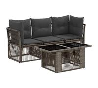 vidaXL Ensemble de canapé de Jardin 4 pc Gris polyrotin