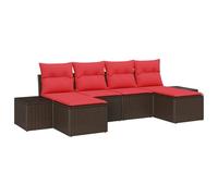 vidaXL Ensemble de canapé de Jardin 4 pc Marron et Rouge polyrotin