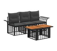 vidaXL Ensemble de canapé de Jardin 4 pc Noir et Gris foncé polyrotin