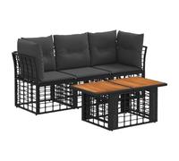 vidaXL Ensemble de canapé de Jardin 4 pc Noir et Gris foncé polyrotin