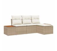 vidaXL Ensemble de canapé de Jardin 4 pcs Beige et crème Poly Rattan, Canapé de Jardin modulaire, Coin Salon Chic, mobilier extérieur Confortable, résistant aux intempéries, Lounge Polyvalent