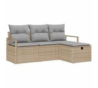 vidaXL Ensemble de Canapés 4 pcs Beige et Gris Clair polyrotin, Canapé de Jardin et terrasse, Moderne, léger, résistant aux UV, Compartiments de Rangement, Confortable