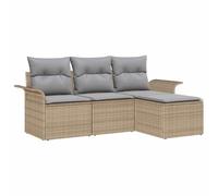 vidaXL Ensemble de canapé de Jardin 4 pcs Beige Poly rotin, Ensemble de mobilier d'extérieur Moderne, sièges élégants pour Patio, canapés résistants au Temps, Divan Ajustable.