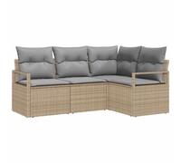 vidaXL Ensemble de canapés de jardin 4 pcs Beige Poly Rattan