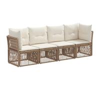 vidaXL Ensemble de canapé de Jardin 4 pcs Beige polyrotin, Ensemble de canapés d'extérieur, Design Moderne, résistant au Temps, mobilier de Jardin stylé, Coussins Confortables