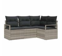 vidaXL Ensemble de canapé de Jardin 4 pcs Gris Clair Poly rotin, Salon de Jardin et terrasse, canapé modulaire rectangulaire, Pieds Ajustables, résistant aux intempéries pour Un Patio Moderne