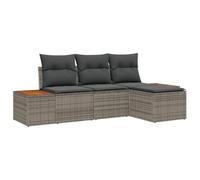 vidaXL Ensemble de canapé de Jardin 4 pcs Gris Poly Rattan, Canapé de Jardin modulaire, Coin Salon Chic, mobilier extérieur Confortable, résistant aux intempéries, Lounge Polyvalent