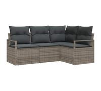 vidaXL Ensemble de canapé de Jardin 4 pcs Gris Poly rotin, Salon de Jardin et terrasse, canapé modulaire rectangulaire, Pieds Ajustables, résistant aux intempéries pour Un Patio Moderne