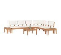 vidaXL Ensemble de canapé de Jardin 4 pcs Marron et Crème, Canapé de Jardin Moderne, Ensemble Lounge extérieur, Meubles en Teck, sièges relaxants, Coussins en Mousse