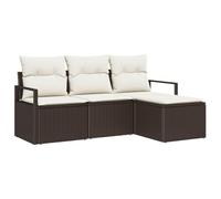 vidaXL Ensemble de canapé de Jardin 4 pcs Marron Poly rotin, Canapé d'extérieur Flexible, Module rectangulaire, Salon de Jardin, Pieds réglables, mobilier d'été, terrasse