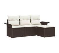 vidaXL Ensemble de canapé de Jardin 4 pcs Marron Poly rotin, Ensemble de mobilier d'extérieur Moderne, sièges élégants pour Patio, canapés résistants au Temps, Divan Ajustable.